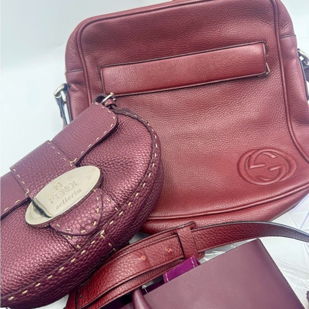 Auth Fendi Plum Selleria Leather Baguette Shoulder Bag Preloved Purse Excellent - Picture 14 of 14